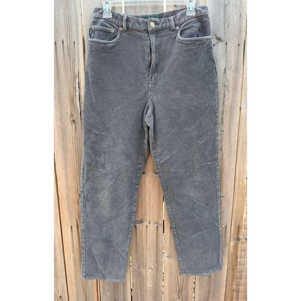 Ralph Lauren Vintage 90's Women's Gray Corduroy Straight Leg High Rise Pants 12